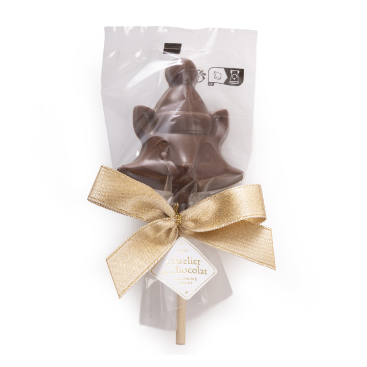 Sucette de Noël praline chocolat au lait Renard chocolat de noël atelier du chocolat