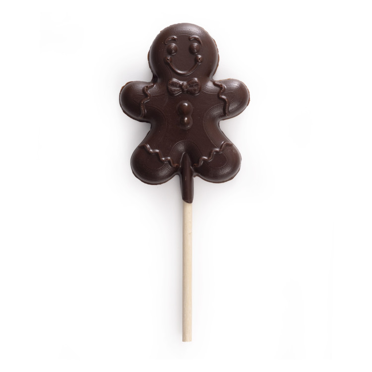 Sucette praliné chocolat noir bonhomme de pain d'épices