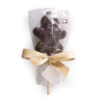 Sucette praliné chocolat noir bonhomme de pain d'épices
