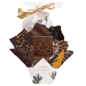 BOUQUET DE CHOCOLAT ET SON MINI CARRÉ JOYEUX NOËL LIVRAISON CADEAU ORIGINAL CHOCOLATS NOEL ATELIER DU CHOCOLAT