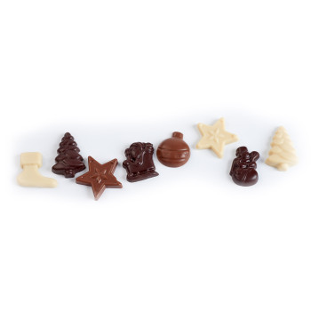 Friture trois chocolats de Noël livraison coffret cadeau chocolat artisanal de noël en 24h atelier du chocolat