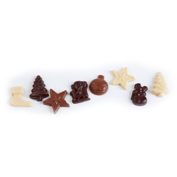 Friture trois chocolats de Noël livraison coffret cadeau chocolat artisanal de noël en 24h atelier du chocolat
