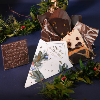 BOUQUET DE CHOCOLAT ET SON MINI CARRÉ MEILLEURS VOEUX CADEAU ORIGINAL CHOCOLATS NOEL BONNE ANNEE ATELIER DU CHOCOLAT