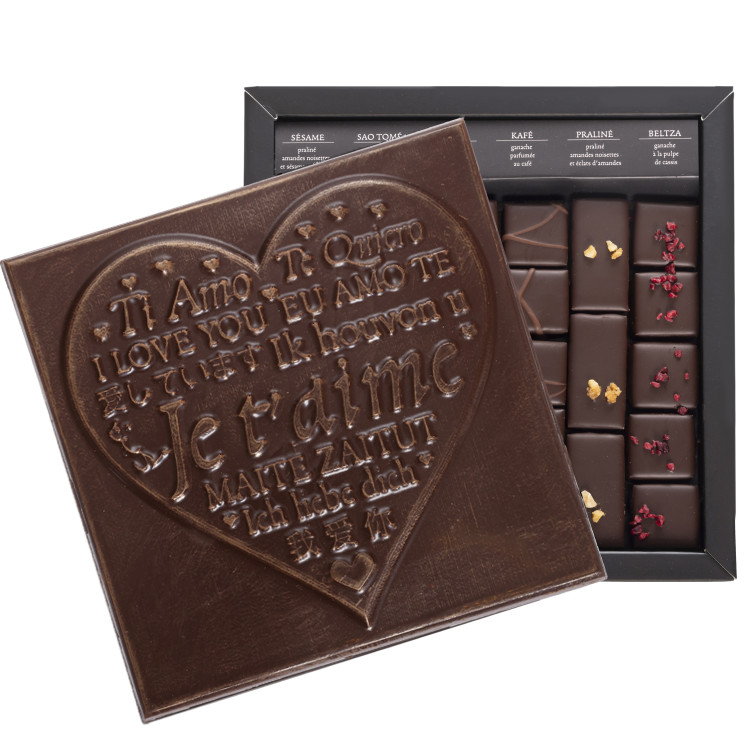 Boîte de chocolats Ilbarritz extra noir Je t'aime noir