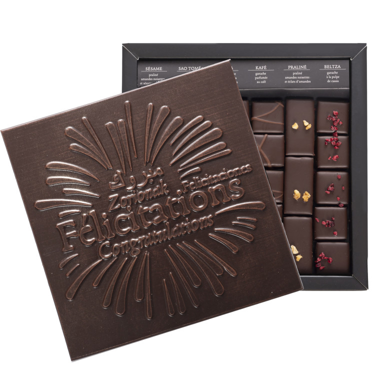 Boîte de chocolats extra noir Ilbarritz Félicitations noir