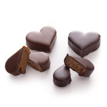 Bonbons coeurs praliné café noisettesnoir lait chocolats saint valentin