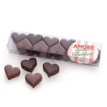 Bonbons coeurs praliné café noisettesnoir lait chocolats saint valentin