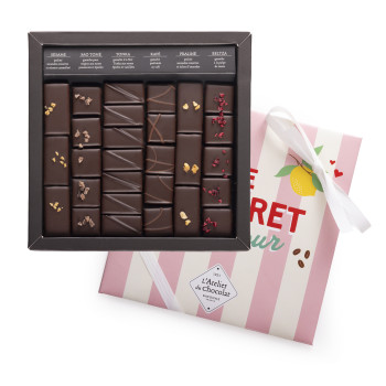 Boîte de chocolats extra noir chocolats de la Saint-Valentin livraison cadeau chocolat artisanal saint valentin 24h