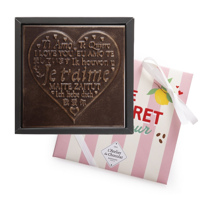 Coeur en chocolat Je t’aime livraison chocolats Saint Valentin coffret cadeau chocolat artisanal atelier du chocolat