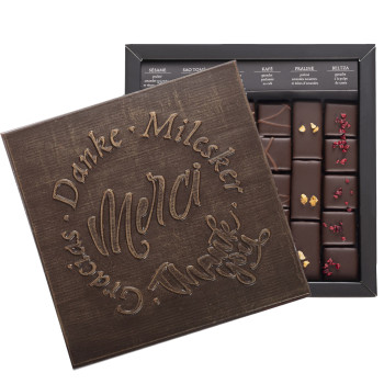 Boîte de chocolats extra noir Ilbarritz merci livraison cadeau chocolat artisanal livraison 24h atelier du chocolat
