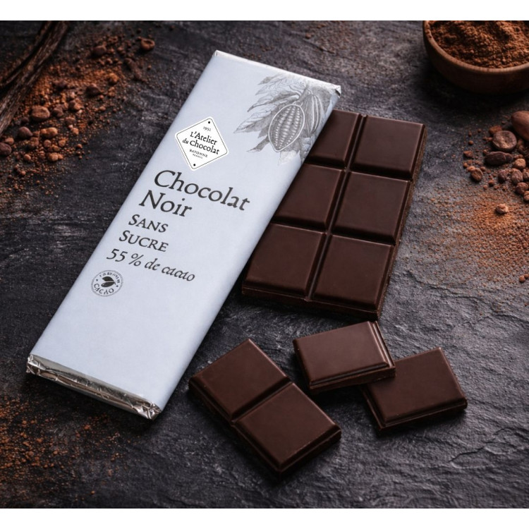 Tablette chocolat noir sans sucre