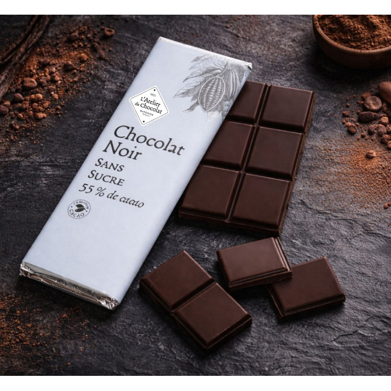 Tablette chocolat noir sans sucre