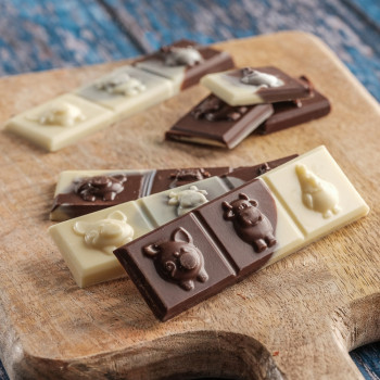 Barre Animaux de la ferme chocolat lait et blanc