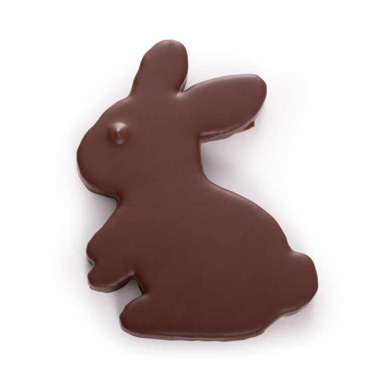 Lapin de Pâques en chocolat au lait praliné feuilleté chocolat enfants joyeuses pâques livraison chocolats atelier du chocolat