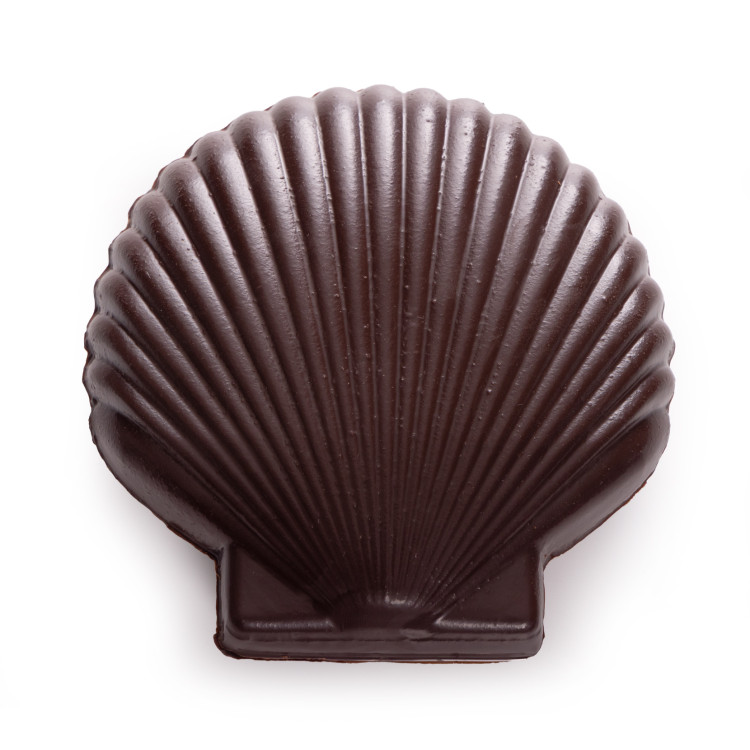 Coquille saint-jacques en chocolat et perles cacao lait caramel livraison rapide cadeau chocolat artisanal