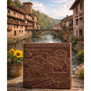 PLAQUE CHOCOLAT NOIR SAINT JEAN PIED DE PORT CADEAU SOUVENIR PAYS BASQUE CHOCOLAT Donibane Garazi ATELIER DU CHOCOLAT