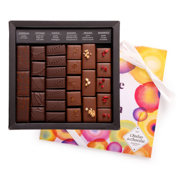 BOÎTE DE CHOCOLATS NOIR LAIT Bonne Fête Maman coffret chocolat noir lait chocolat atelier du chocolat