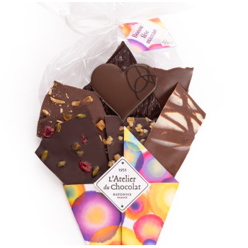 Bouquet de Chocolat Bonne Fête Maman et sa bouchée coeur praline lait