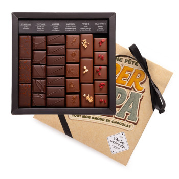 Boîte de chocolats noir lait Bonne Fête Papa