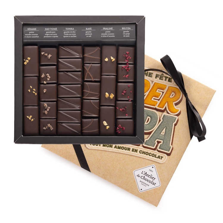 Boîte de Chocolats extra noir Bonne Fête Papa