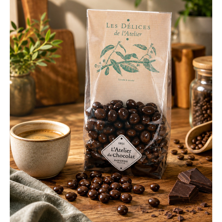 Grains de café enrobés de chocolat