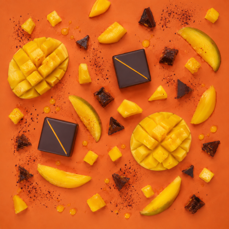 Bouchée mangue piment chocolat noir livraison chocolat artisanal cadeau chocolat ganache fruitée livraison sous 24h