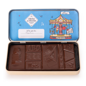 Plumier écolier chocolat au lait à personnaliser