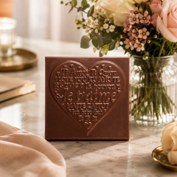 Carré cœur chocolat noir ou lait  Je t'aime