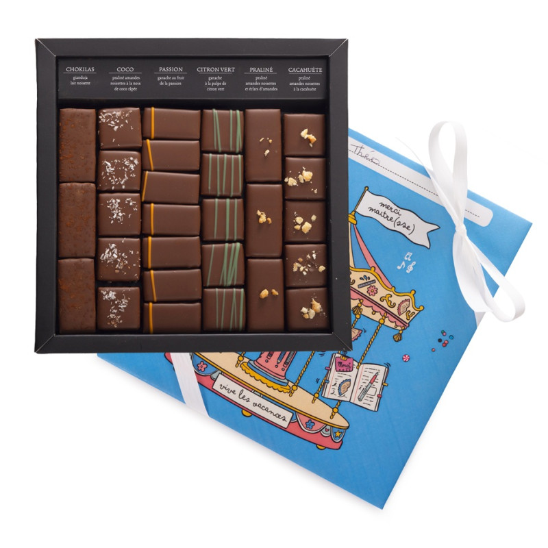Boîte de chocolats 100% lait personnalisée cadeau merci maîtresse