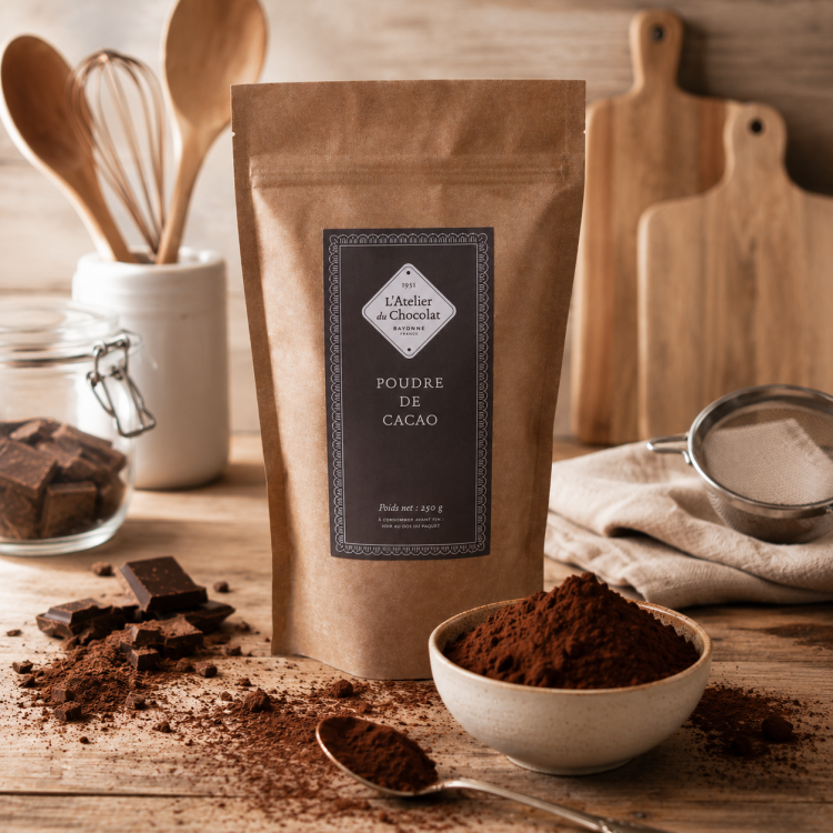Poudre de cacao chocolat à pâtisser chocolat pour cuisiner atelier du chocolat
