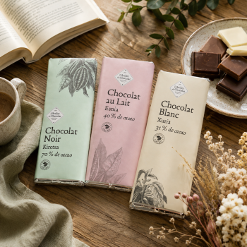 Trio tablettes chocolat noir lait blanc livraison chocolat basque d'exception atelier du chocolat
