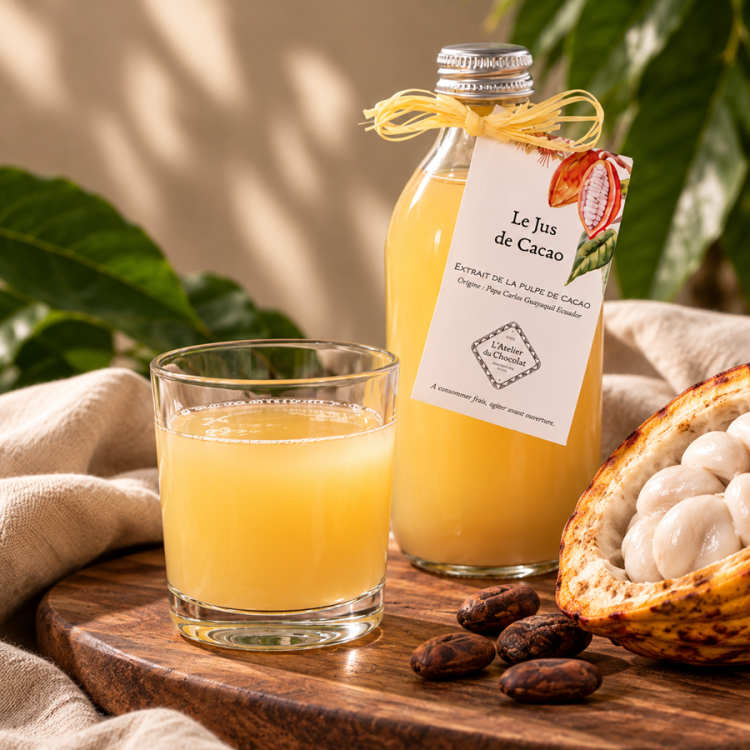 Jus de cacao fruité et rafraîchissant, une expérience gourmande autour du fruit du cacaoyer.