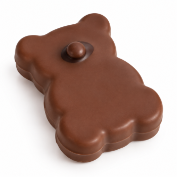 Notre Ourson guimauve vanille chocolat au lait de 28 g, une douceur iconique et best-seller de L’Atelier du Chocolat.