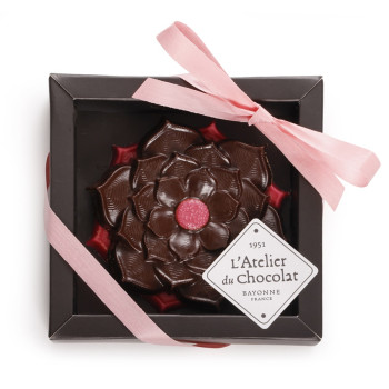 Chocolats Octobre Rose duo de fleurs à croquer don ruban rose