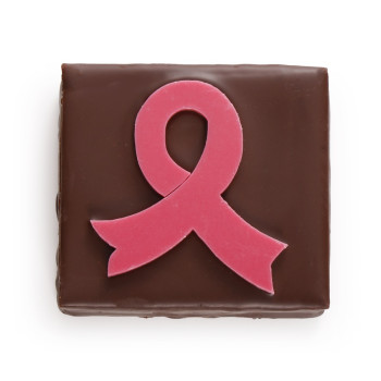 Bouchée Bi-couche Ruban Rose chocolat Octobre Rose