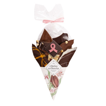 Chocolat Octobre Rose avec Bouchée Bi-couche Ruban Rose chocolat artisanal
