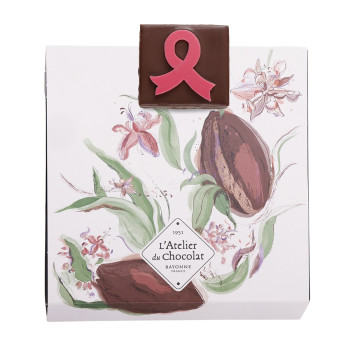 Chocolats noirs artisanaux et bouchée exclusive Octobre Rose